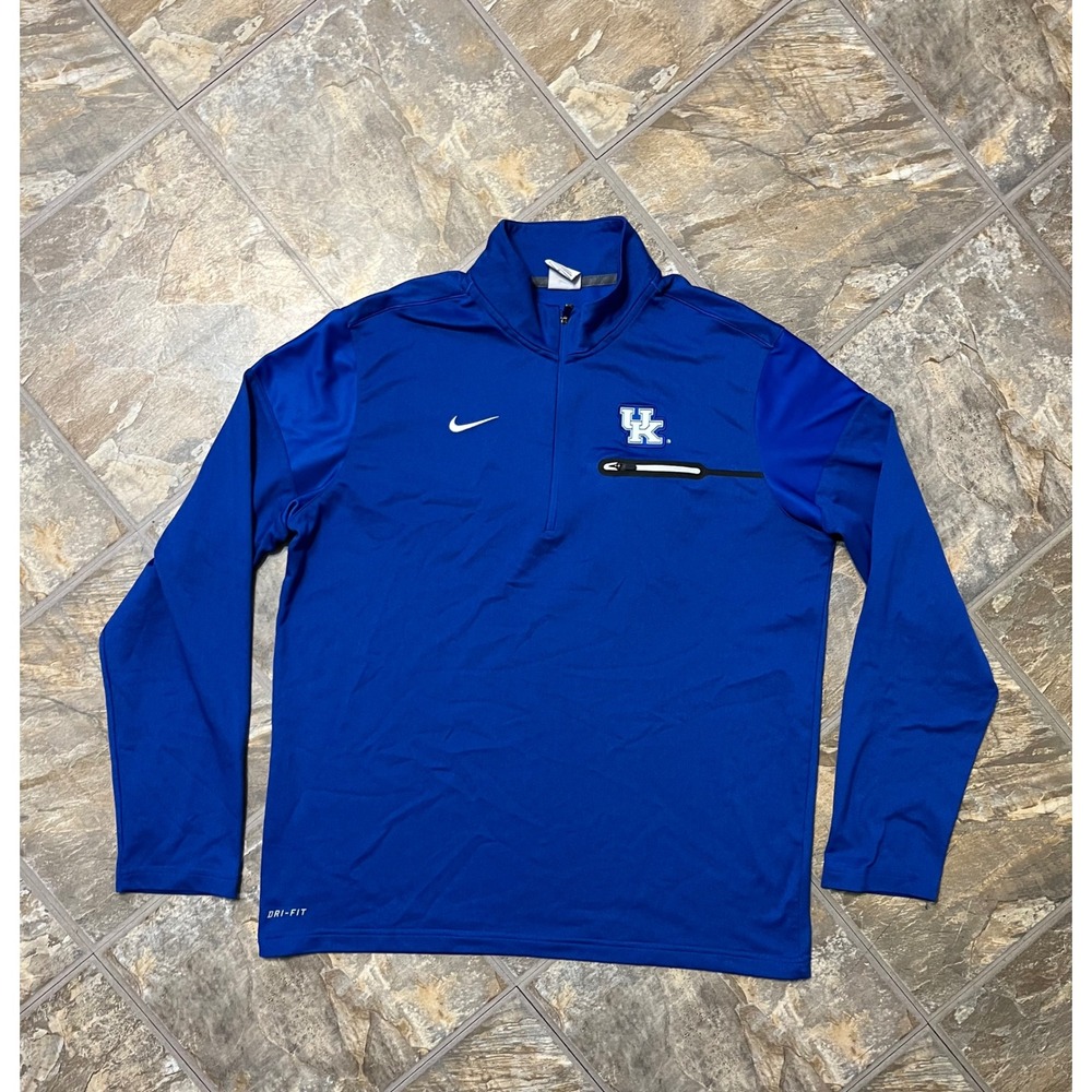 Nike Kentucky Wildcats Pullover Mens Large Blue Dri-FIT Quarter Zip